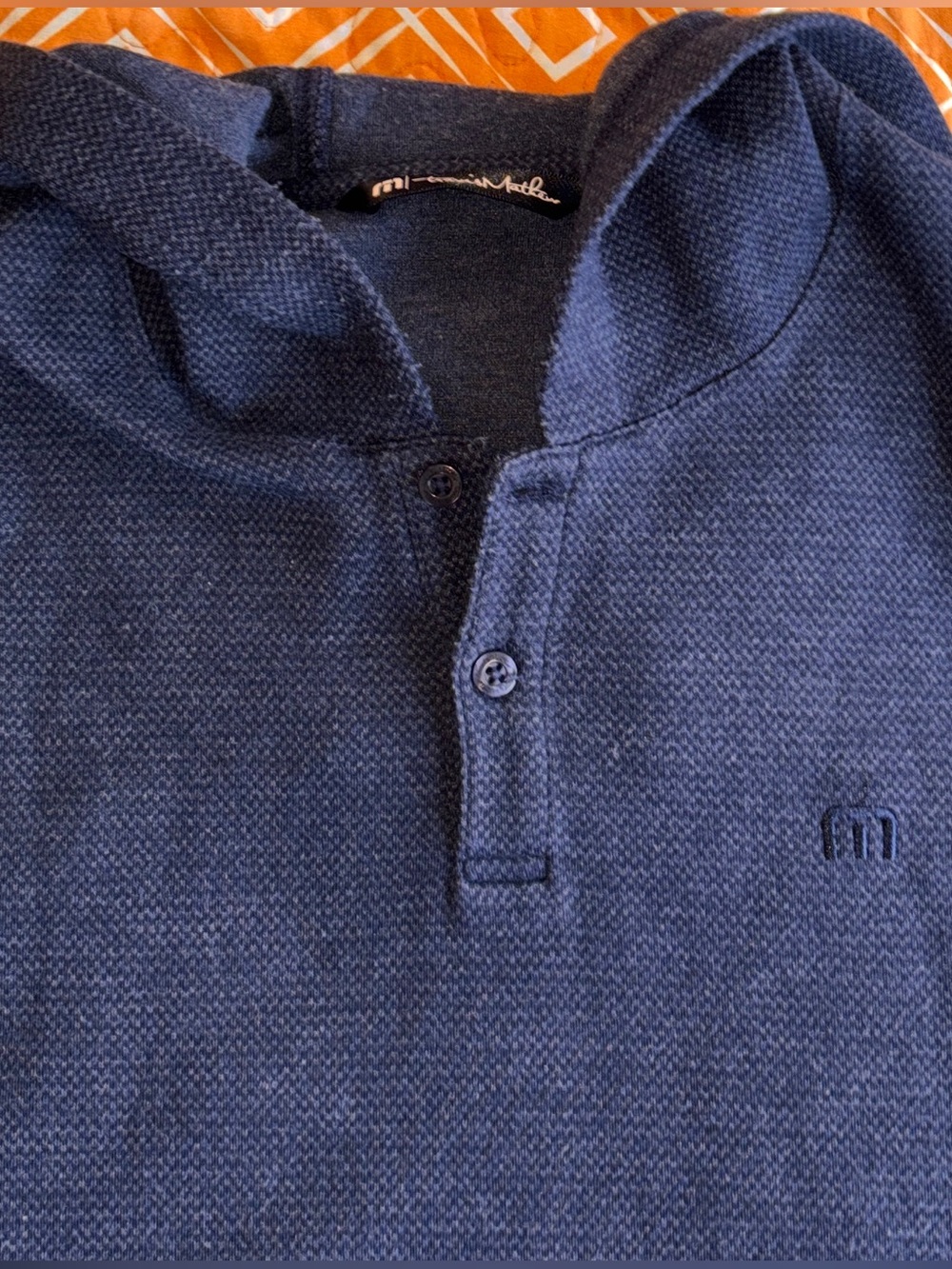Travis Mathew Men's Blue Henley Hoodie Small